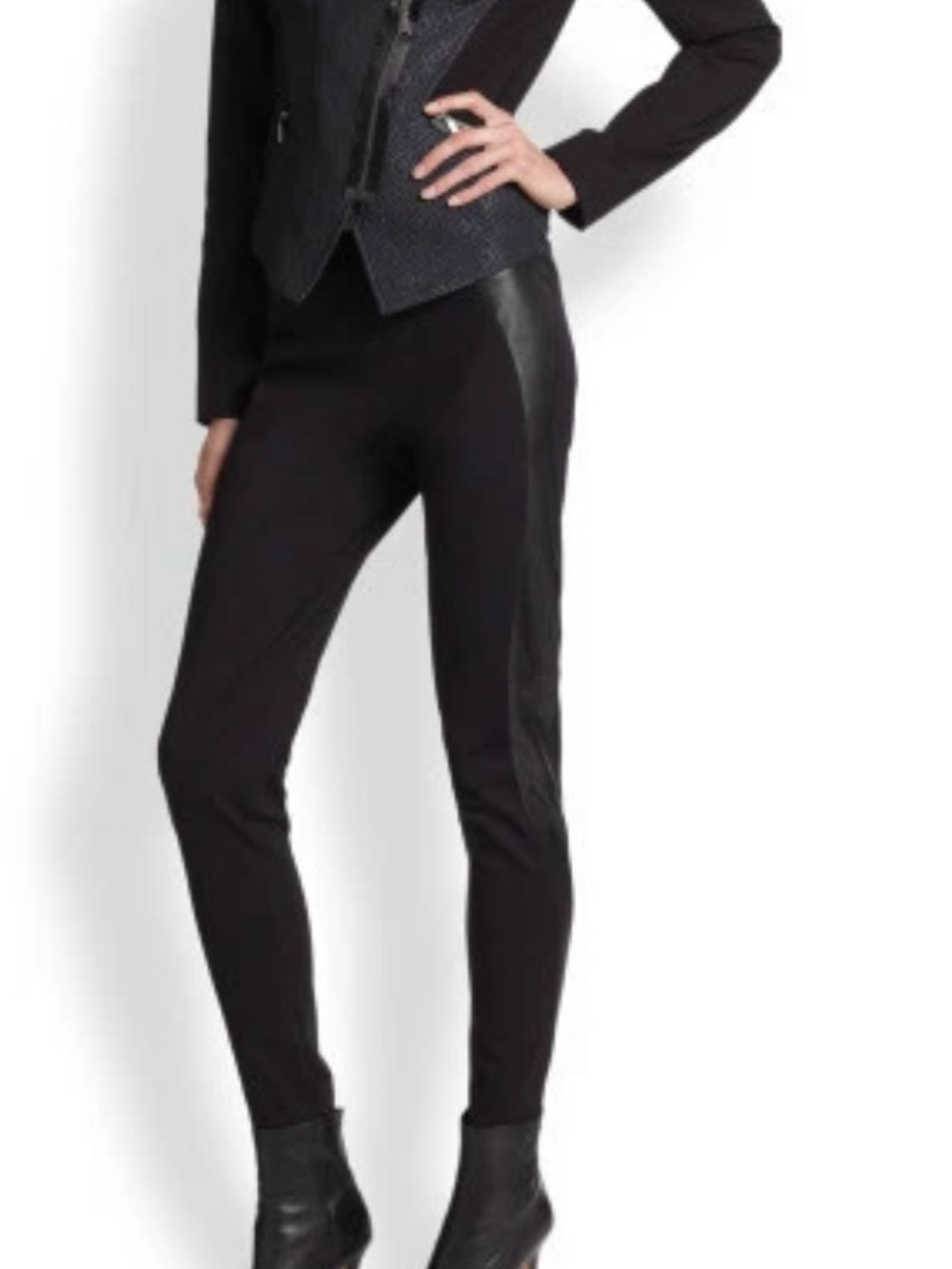 Elie Tahari Black Quilted-Pattern Asymmetric Zip Jacket